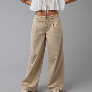 AE Stretch Linen-Blend High-Waisted Wide-Leg Trouser Size 4
